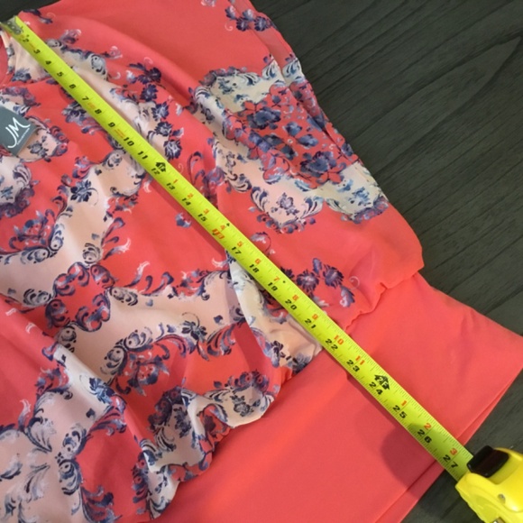 ☀️Sale  NWT JM Collection Flutter Sleeve  Floral Paisley in Coral & Blue Sz L - Picture 5 of 6